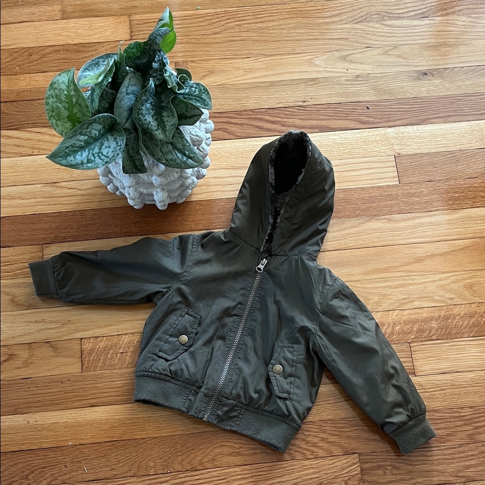 Carter's Dark Green Hooded Bomber Jacket, 18 months
